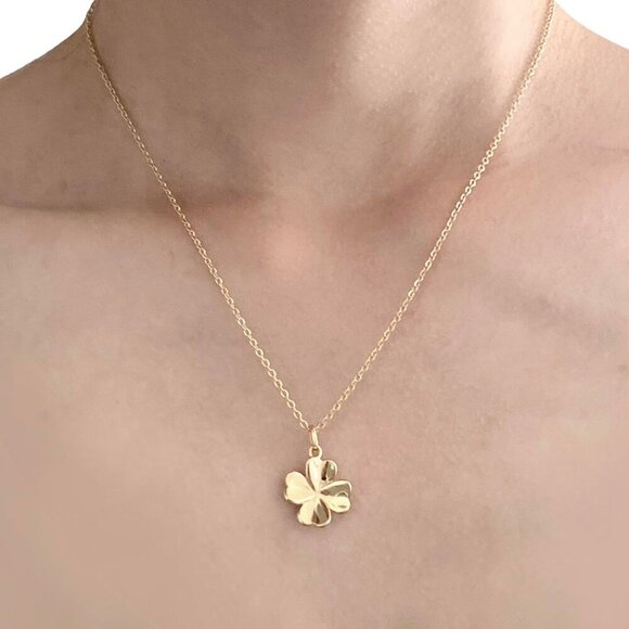 Four Leaf Clover Pendant Necklace for Women, 14K Gold Plated heart clover Neckla - Picture 6 of 9